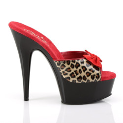 Pleaser DELIGHT-601-6 Tan Leopard Print Vegan Leather