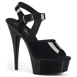 Pleaser DELIGHT-608N Black Elastic Platform High Heels