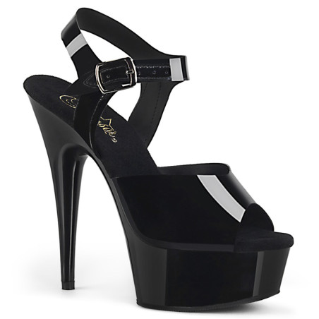 Pleaser DELIGHT-608N Black Elastic Platform High Heels