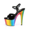 Pleaser ADORE-709RC Black Patent Rainbow Chrome Sale