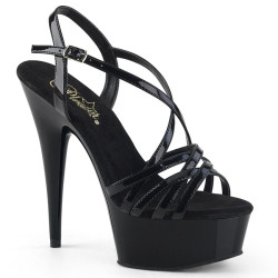 Pleaser DELIGHT-613 Black Criss Cross Straps High Heels