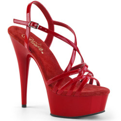 Pleaser DELIGHT-613 Red Criss Cross Straps High Heels