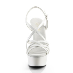 Pleaser DELIGHT-613 White Criss Cross Straps High Heels