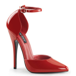 Devious DOMINA-402 Red Ankle Strap D'Orsay Pumps