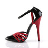 Devious DOMINA-412 Black-Red Ankle Strap D'Orsay Pumps