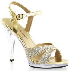 Fabulicious FLAIR-419G Gold Glitter Heeled Bridal Sandals