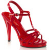 Fabulicious FLAIR-420 Red T-Strap Stiletto Heeled Sandals