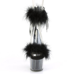Pleaser ADORE-724F Black Feathers Platform High Heels