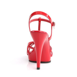Fabulicious FLAIR-420 Red T-Strap Stiletto Heeled Sandals