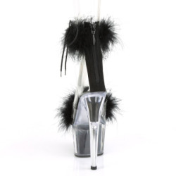 Pleaser ADORE-724F Black Feathers Platform High Heels
