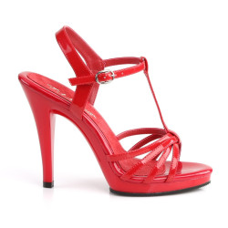 Fabulicious FLAIR-420 Red T-Strap Stiletto Heeled Sandals