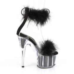 Pleaser ADORE-724F Black Feathers Platform High Heels
