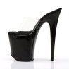 Pleaser FLAMINGO-801 Transparent Black Heeled Mules