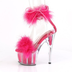 Pleaser ADORE-724F Pink Feathers Platform High Heels