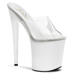 Pleaser FLAMINGO-801 Transparent White Mules Women
