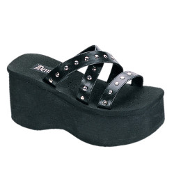 Demonia FUNN-19 Black Vegan Platform Women Mules