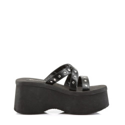 Demonia FUNN-19 Black Vegan Platform Women Mules