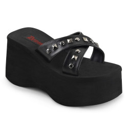 Demonia FUNN-29 Black Vegan Platform Women Mules
