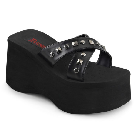 Demonia FUNN-29 Black Vegan Platform Women Mules
