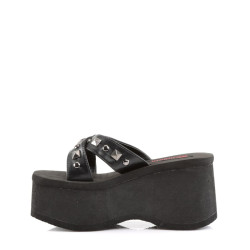 Demonia FUNN-29 Black Vegan Platform Women Mules