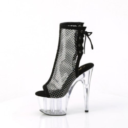 Pleaser ADORE-1018RM Black Vegan Suede Strass Mesh Women