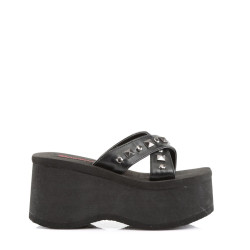 Demonia FUNN-29 Black Vegan Platform Women Mules