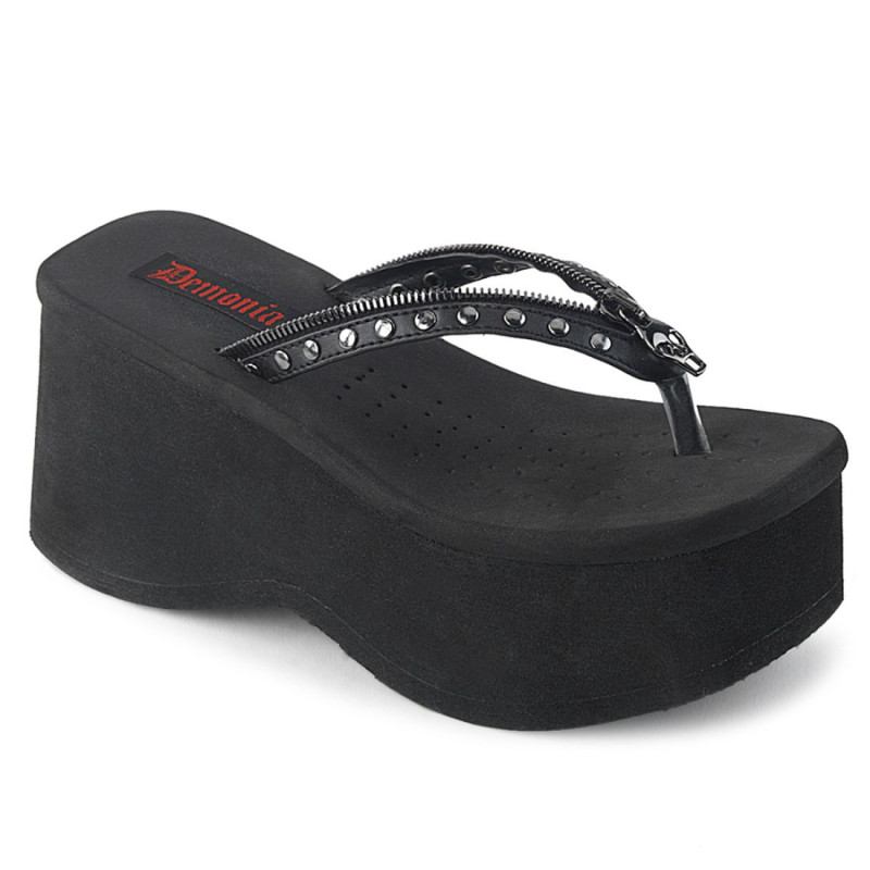 Demonia FUNN-33 Black Vegan Platform Women Flip Flops Demonia FUNN-33 Black Vegan Platform Women Flip Flops