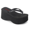 Demonia FUNN-33 Black Vegan Platform Women Flip Flops