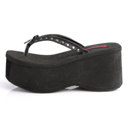 Demonia FUNN-33 Black Vegan Platform Women Flip Flops