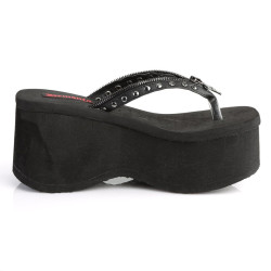 Demonia FUNN-33 Black Vegan Platform Women Flip Flops