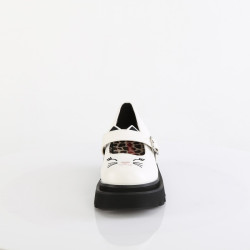 Demonia RENEGADE-56 White Vegan Maryjane Platform Shoes