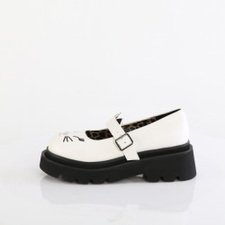 Demonia RENEGADE-56 White Vegan Maryjane Platform Shoes
