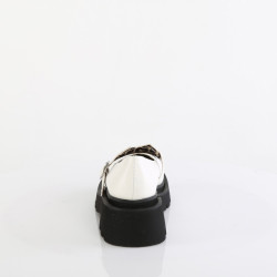 Demonia RENEGADE-56 White Vegan Maryjane Platform Shoes