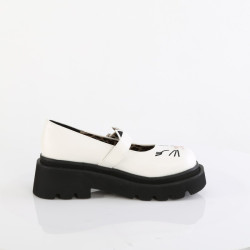 Demonia RENEGADE-56 White Vegan Maryjane Platform Shoes