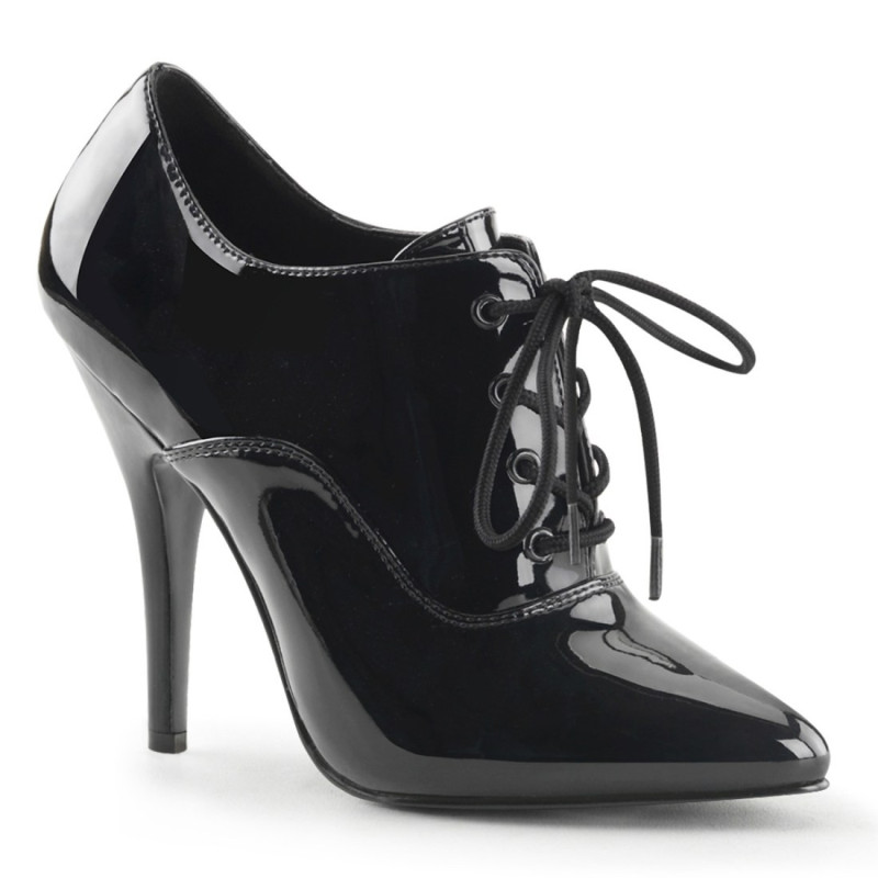 Pleaser SEDUCE-460 Black Patent Heeled Oxford Pumps Pleaser SEDUCE-460 Black Patent Heeled Oxford Pumps