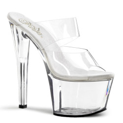 Pleaser SKY-302 Transparent Heeled Platform Mules Women