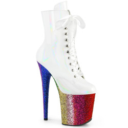Pleaser FLAMINGO-1020HG White Hologram Patent Rainbow