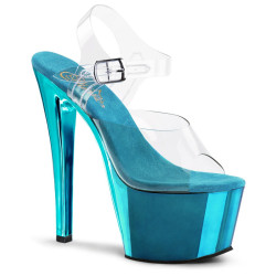 Pleaser SKY-308 Transparent Turquoise Chrome Sale Women