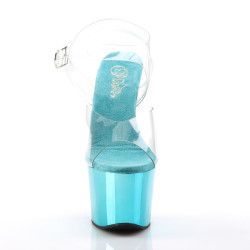 Pleaser SKY-308 Transparent Turquoise Chrome Sale Women