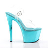 Pleaser SKY-308 Transparent Turquoise Chrome Sale Women