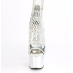 Pleaser ADORE-765RM Silver Metallic Strass Mesh Chrome