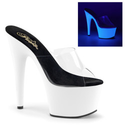 Pleaser ADORE-701UV Transparent Neon White Mules Women