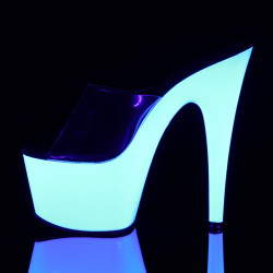 Pleaser ADORE-701UV Transparent Neon White Mules Women