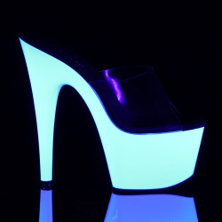 Pleaser ADORE-701UV Transparent Neon White Mules Women