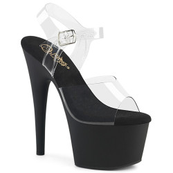 Pleaser ADORE-708 Clear Black Platform High Heels Shoes