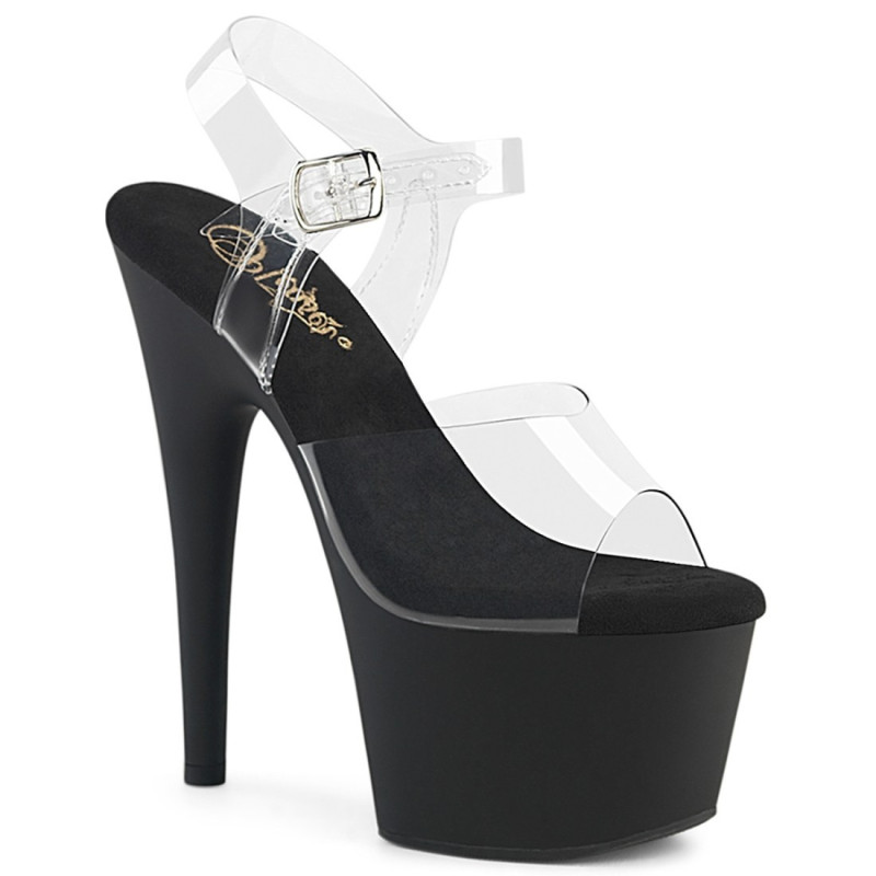 Pleaser ADORE-708 Clear Black Platform High Heels Shoes