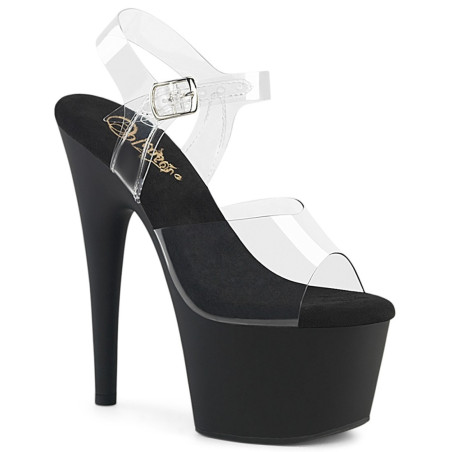 Pleaser ADORE-708 Clear Black Platform High Heels Shoes