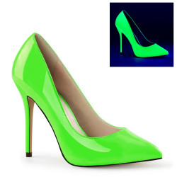 Pleaser AMUSE-20 Neon Green Pointed Toe Stiletto Pumps