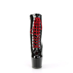 Pleaser ADORE-1020 Black Patent Black-Red Ankle Boots