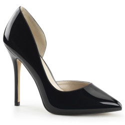 Pleaser AMUSE-22 Black Patent D'Orsay Stiletto Pumps